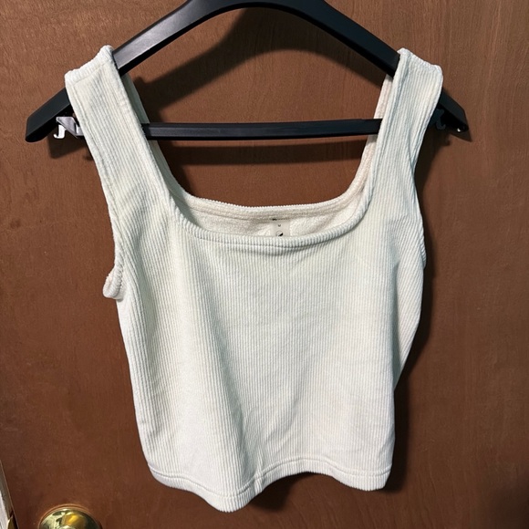 Women's White Ribbed Tank Top - Picture 1 of 2